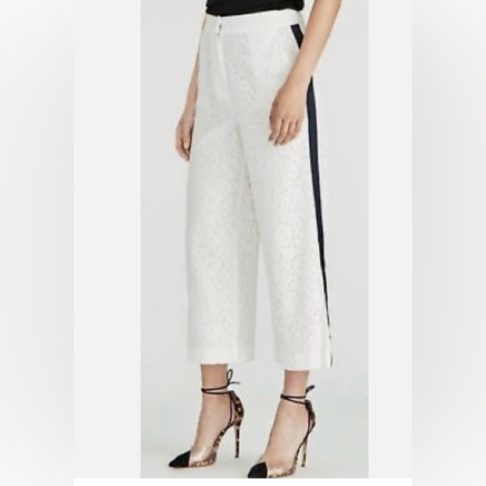 Rachel Roy Women's Lace Black Side Stripe Tuxedo Style Cropped Pants Size 2